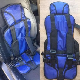 Масяня Автокресло бескаркасное универсальное 1,2,3 группа от 1-12 лет вес 9-36 кг синий