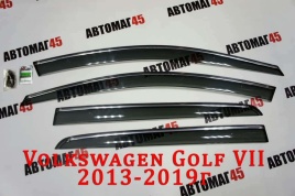 Дефлекторы окон Volkswagen Golf 7 Фольцваген Гольф 7 2012-2019г хром молдинг комплект 4шт   