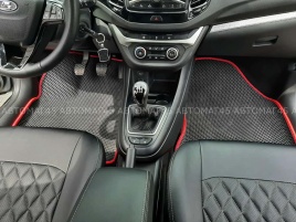 EVA ЭВА 3D коврики в салон LADA Vesta Веста черные красный кант рисунок ромб комплект 5шт   