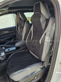 Чехлы  накидки на сиденье экокожа+алькант серый трансформер с отдельным подголовником комплект Fota