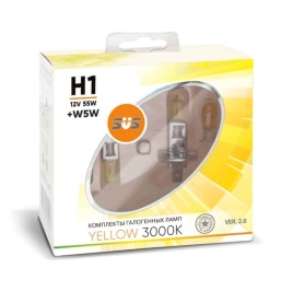 SVS  лампа H1 Yellow 12V 55W 3000K 2шт   