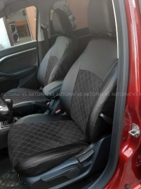 Авточехлы  Lada Vesta Лада Веста седан SW SW Cross экокожа алькантара черная с серой ниткой ромб   