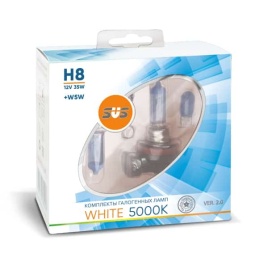 SVS  лампа H8 White 12V 35W 5000K 2шт   