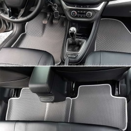 EVA ЭВА 3D коврики в салон LADA Vesta Веста серые серый кант рисунок ромб комплект 5шт   