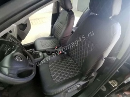 Авточехлы  Volkswagen Jetta Джетта 2005-2011г Volkswagen Golf 5 Golf 6 экокожа черная крас.нить ромб