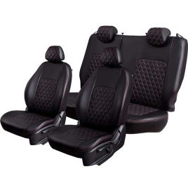 Авточехлы  Ford Fusion Форд Фьюжен 2002-2012г экокожа черный ромб   