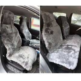 Рус Автотренд  Накидки короткий ворс мутон серый 140x55 на весь салон 5шт   