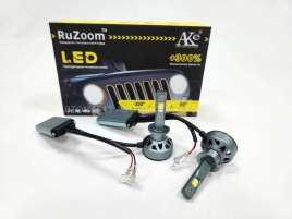 Ruzoom F9A-T2  светодиодные лампы LED 2шт H1 12В 60W 6000K 6000Lm гарантия 6мес   