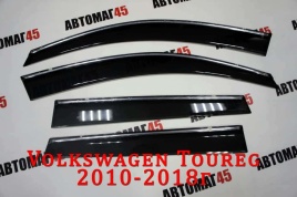 Дефлекторы окон Volkswagen Touareg Фольцваген Туарег 2010-2018г 2 пок хром молдинг комплект 4шт   
