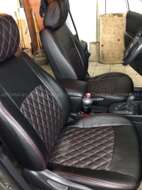 Авточехлы  Kia Soul Киа Соул 2014-2019г 2 поколение экокожа черная бежевая нить ромб   