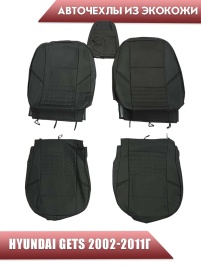 Авточехлы  Hyundai Getz Хендай Гетс низ 1/1 верх 2/3 экокожа черная   