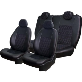 Авточехлы  Kia Ceed Киа Сид 2006-2012г экокожа алькантара черная ромб   