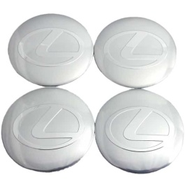Наклейка на колпаки Lexus сферическая изогнутая 5,6см 4шт серебро NZD 030