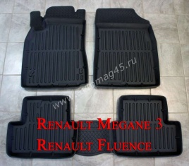 Коврики  в салон Renault Megane 2 Renault Megane 3 Renault Fluence комплект 4шт   
