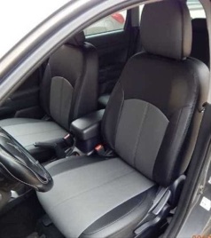 Авточехлы  Kia Sportage Киа Спортаж 2004-2010г 2 поколение Корейская сборка экокожа черно-серая   