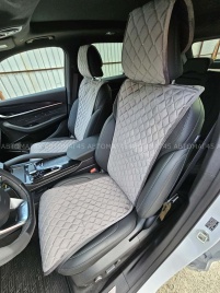 Автотренд  Накидки на сиденье на силиконе велюр узкий сигара серый 2шт   