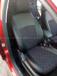 Авточехлы  Lada Vesta Лада Веста седан SW SW Cross экокожа алькантара черная с красной ниткой ромб  