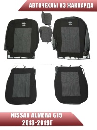 Авточехлы  Nissan Almera Ниссан Альмера 2013-2019г 2/3 жаккард черный
