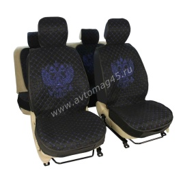 Чехлы  накидки на сиденье серия G лен черный синяя нитка комплект 5 шт   