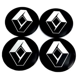Наклейка на колпаки Renault сферическая изогнутая 5,6см 4шт черная NZD 021