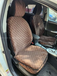 Гелакси  Накидки на сиденье на силиконе велюр коричневый 2шт   