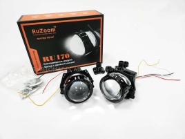 Ruzoom RU170 светодиодные Би-Led линзы 3.0" 12V 55/65W 6000K 4400Lm 1 чип 2шт гарантия 12 месяцев   