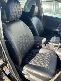 Авточехлы  Toyota RAV4 Тойота Рав4 2006-2012г XA30 экокожа черная серая нить ромб   