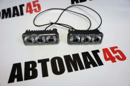 Дневные  ходовые 3 диода 11Вт 9-32V прямоугольный 1шт гарантия 1 мес   