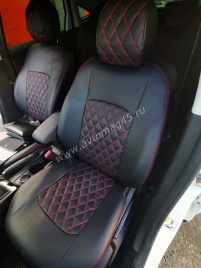 Авточехлы  Renault Arkana Рено Аркана 2018-2022г экокожа черная красная нить ромб   