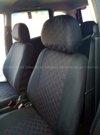 Авточехлы  Лада Kalina Калина Калина2 жаккард черный с красной ниткой ромб Барс 