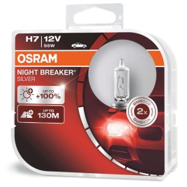 Osram  лампа H7 Night Breaker SILVER +100% 55W 2шт   