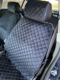 Гелакси  Накидки на сиденье универсальные велюр передние черные с боками с синей ниткой 1шт  