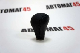 Ручка КПП  универсальная кожа черная 4,5см под кольцо фиксации задней передачи крюк   