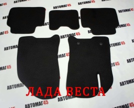 EVA ЭВА  коврики в салон LADA Vesta Веста Vesta SW SW Cross NG черные черный кант рис ромб комп 5шт