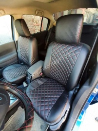 Авточехлы  Renault Megane 2 Рено Меган 2 2002-2009г 2/3 экокожа черная красная нить ромб   