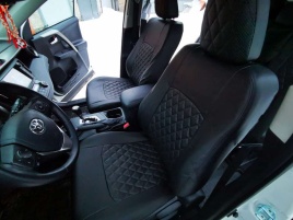 Авточехлы  Toyota RAV4 Тойота Рав4 2012-2019г XA40 экокожа черная нить серая ромб   
