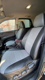 Авточехлы  Hyundai Tucson 08-16г подходит Kia Sportage 04-09г (корейская сборка) экокожа черно-серая