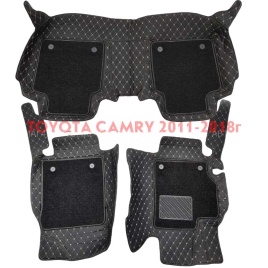 Ковры  5D экокожа Toyota Camry V50/V55 2011-2018г черный с бежевой ниткой+ворс комплект Like АКЦИЯ!