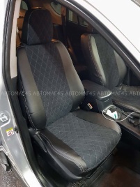 Авточехлы  Toyota RAV4 Тойота Рав4 2012-2019г XA40 экокожа алькан черная серая нить ромб Maximal Vip