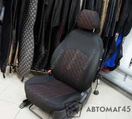 Авточехлы  Kia Rio с 2017г Rio X-Line с 2017г Hyundai Solaris с 2017г жаккард красная нить ромб Барс