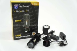Ruzoom светодиодные лампы LED линза модуль 2шт H4 12В 60W 6500K 5000Lm с обманкой гар 6мес