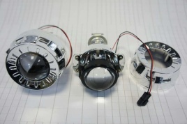 Carprofi  биксеноновая линза без ангельских глазок круглая маска H1 1,8" 2шт   