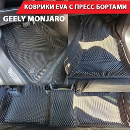 SMART  коврики в салон 3D EVA ЭВА Geely Monjaro Джили Монжаро 2022г-н.в. черные рис ромб компл 5шт