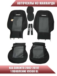 Авточехлы  Kia Sorento Киа Соренто 2002-2011г кузов BL 1 поколение жаккард Союз-Авто   