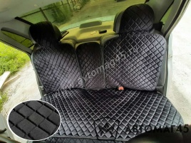 Гелакси  Накидки на сиденье универсальные велюр задний ряд черные с боками с черной ниткой 3шт 