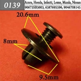 0139 Клипса пистон для Acura Honda Infiniti Lexus Mazda Nissan 