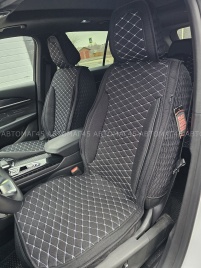 Чехлы  накидки на сиденье лен 2Д черный бежевая нитка комплект 5шт   