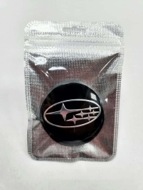 Наклейка на колпаки Subaru сферическая изогнутая 5,4см 4шт черная (226769)