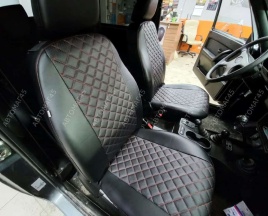 Авточехлы  Нива 4x4 урбан бронто легенд 2019-2026г экокожа черная с красной ниткой ромб Барс  