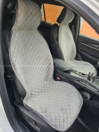 Автотренд  Накидки на сиденье на силиконе без боков велюр серый 2шт   